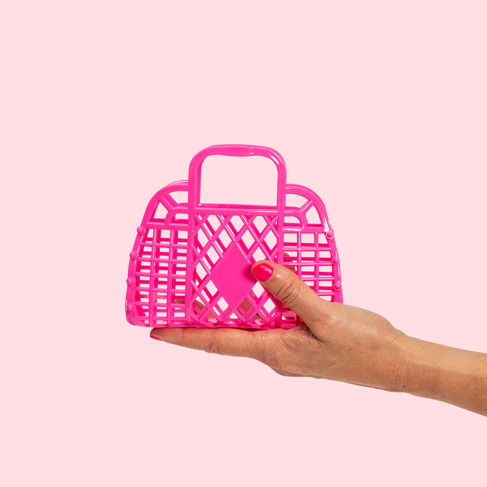 Bubblegum Pink Mini Retro Jelly Basket Bag