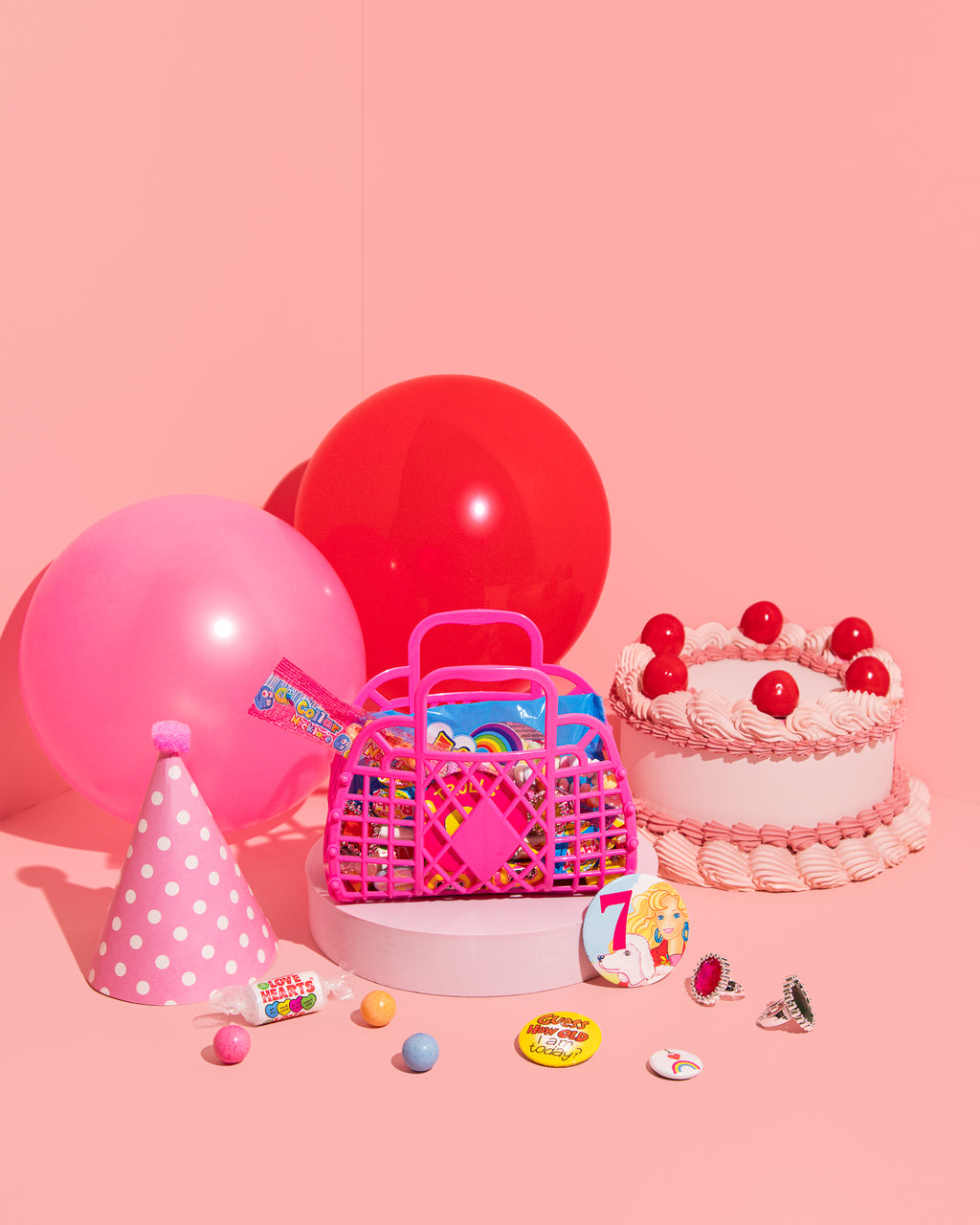 Retro Basket - Berry Pink - Mini